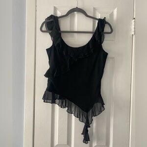 black tank with ruffle details